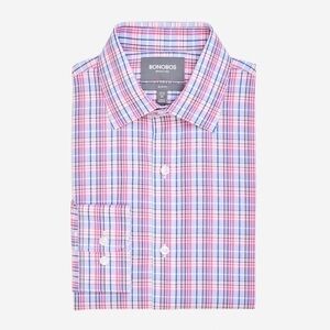 Bonobos Tailored Slim Fit Pink Plaid men’s shirt 16/35